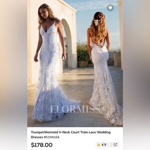 White Lace Simple Wedding Gown